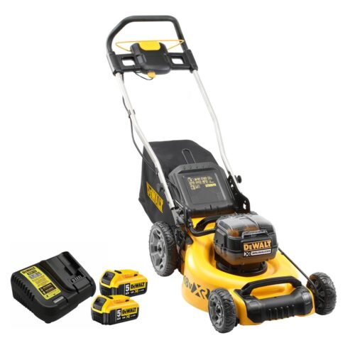 Dewalt DCMW564P2-GB 18V XR Brushless 48cm Cordless Lawnmower, 2 x 5.0Ah Batteries & Charger **CUTTING WIDTH 48CM/18″ **
